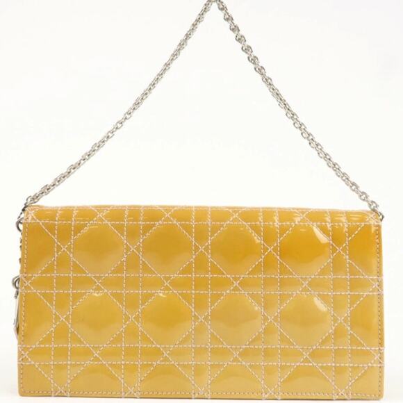 💎✨Authentic✨💎Christian Dior Canage Patent Leather Chain Shoulder Bag Yellow - Picture 3 of 14